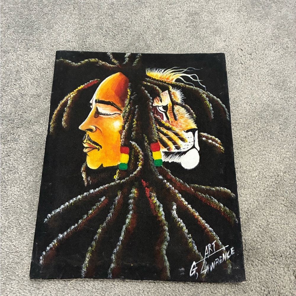 Bob marley painting jamaica lion king Fast shipping